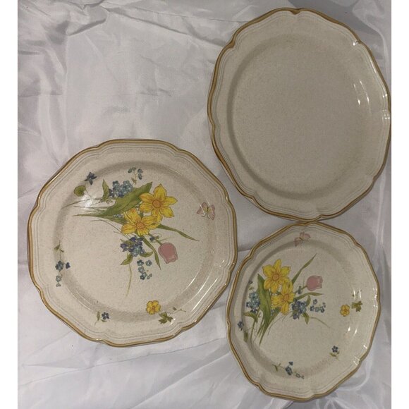 Mikasa Early Spring Dinner Plates Garden Club 11" & 12.5' Set of 4 Lot Floral - Picture 4 of 8